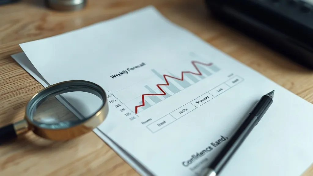 Gráfico impreso de previsión de demanda semanal con banda de confianza